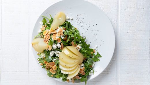 Spice poached pear salad