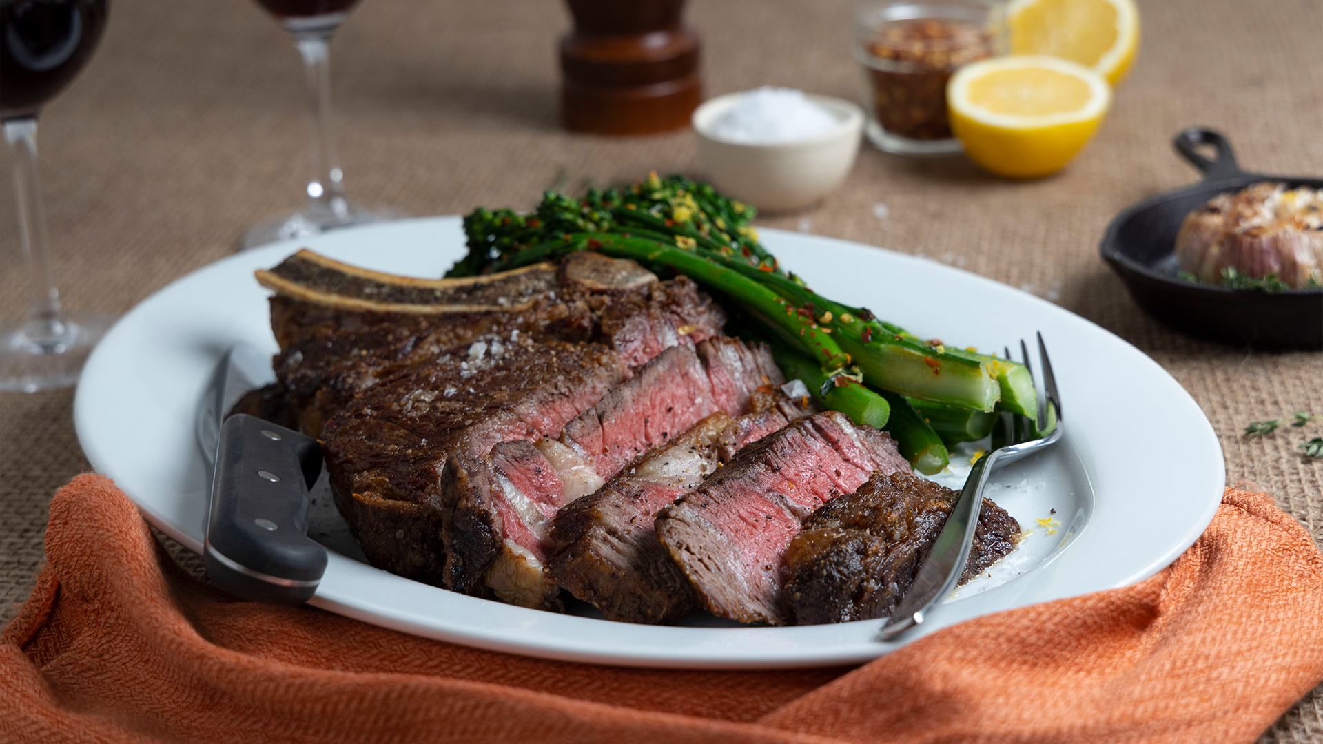 Cast iron-seared rib steak