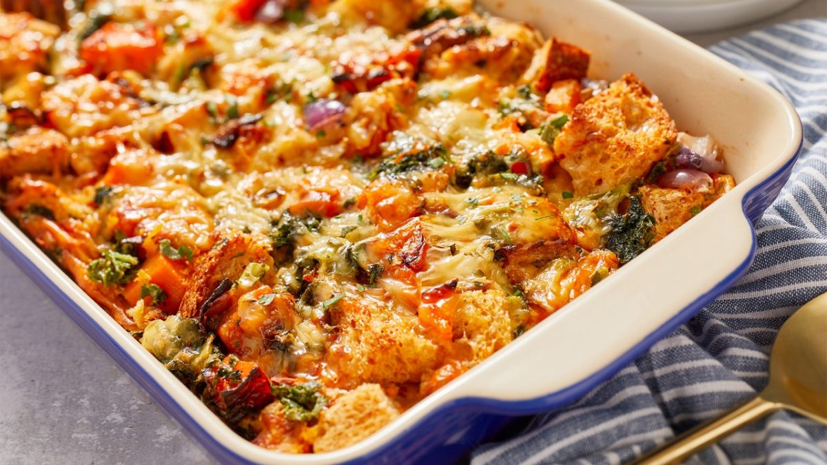 Butternut squash and kale strata