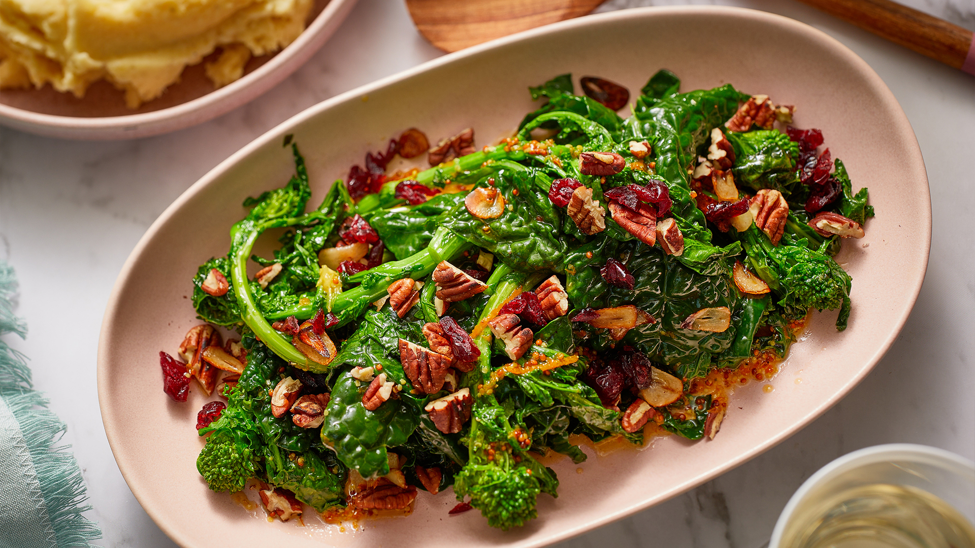 Sauteed greens with cranberry and pecans