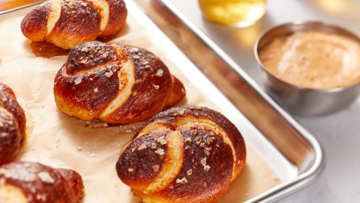 Soft pretzel knots with beer cheese