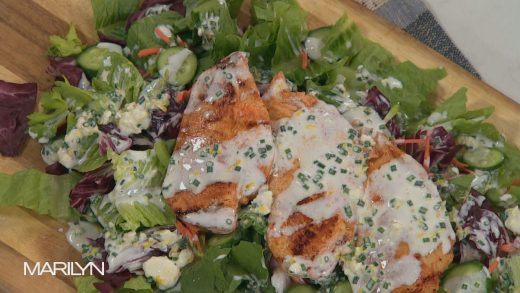 Buffalo chicken and blue cheese buttermilk chive salad
