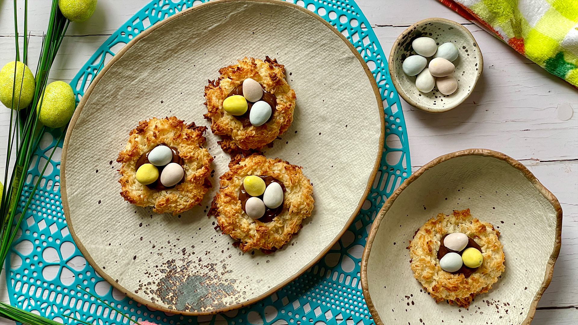 Easter coconut macaroon nests