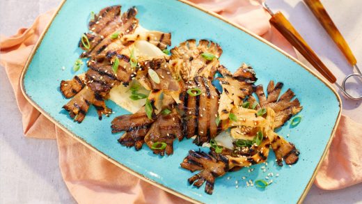 Grilled soy maple mushrooms