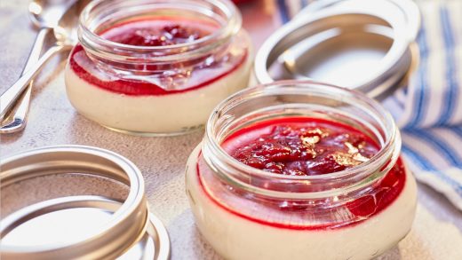 Strawberry and goat cheese panna cotta