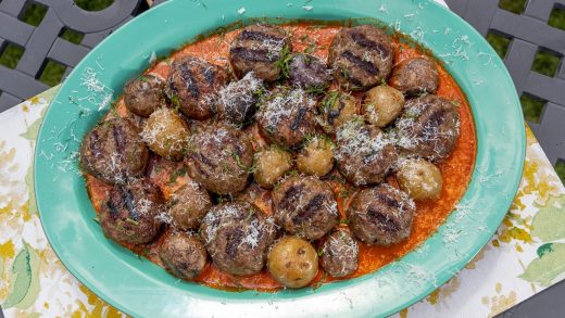 Smoked beef meatballs in a rich bravas sauce