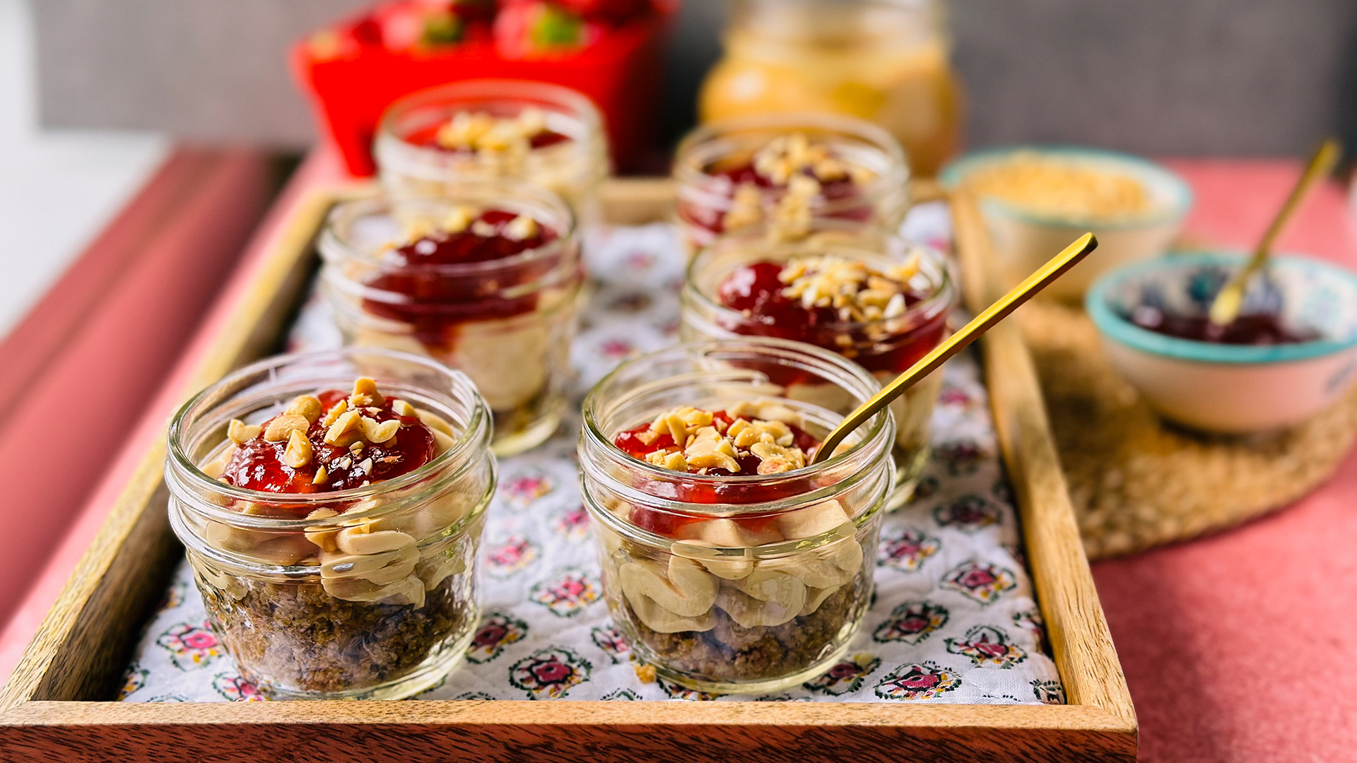 No bake PB&J cheesecake