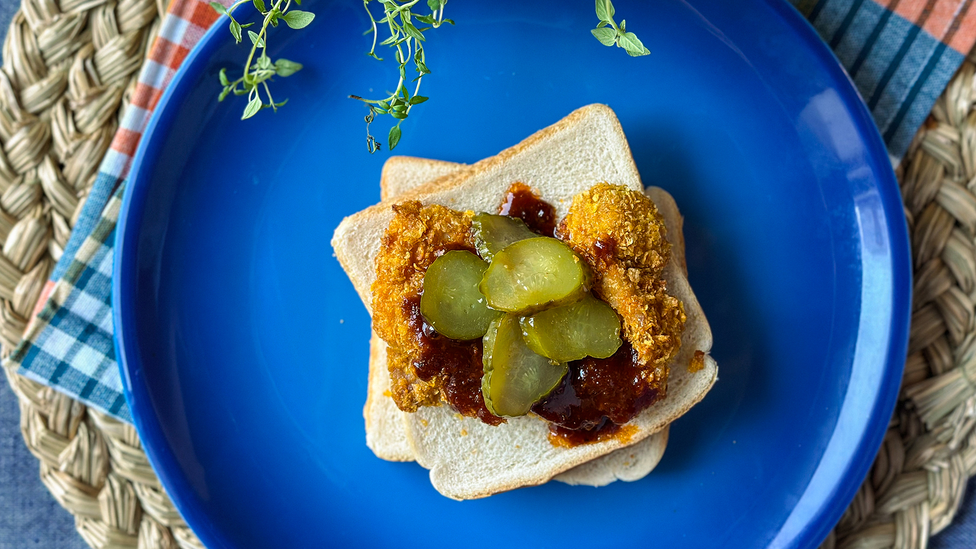 Baked Nashville hot chicken sandwich