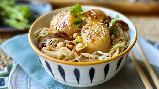 Lemongrass Scallops with Spicy Sesame Noodles