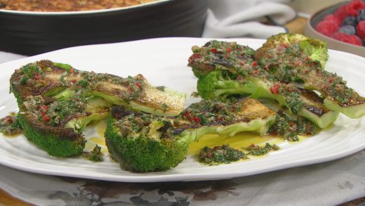 Seared broccoli with caper vinaigrette