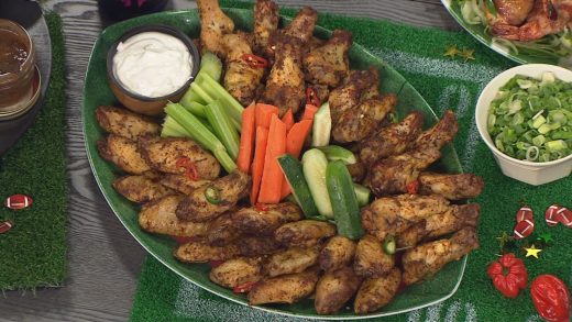 Smoky Grilled Wings with Hot Sauce, Honey Butter, and Blue Cheese