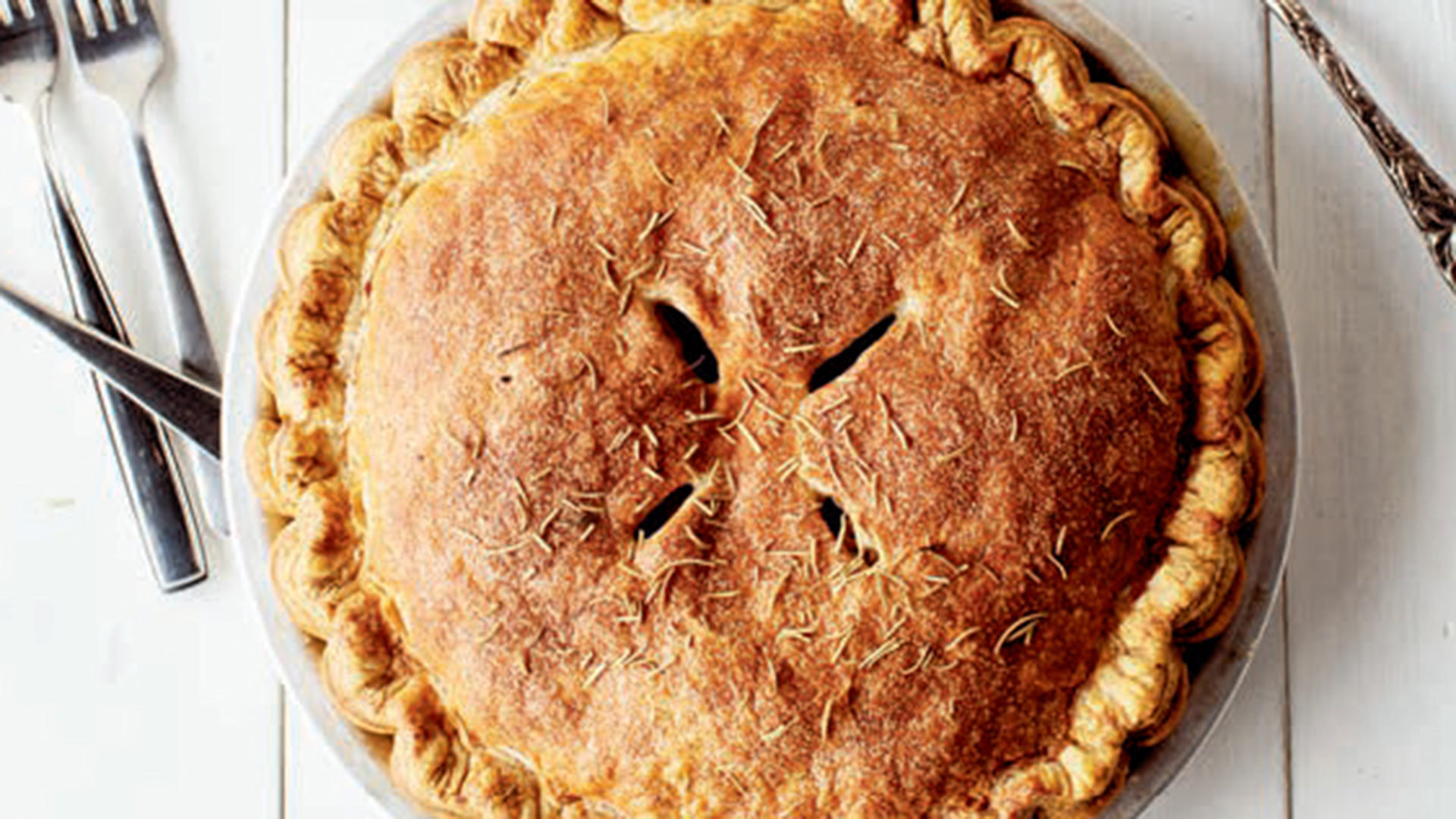Apple brown butter rosemary pie