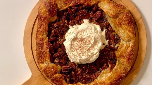 Chocolate and pecan puff pastry galette