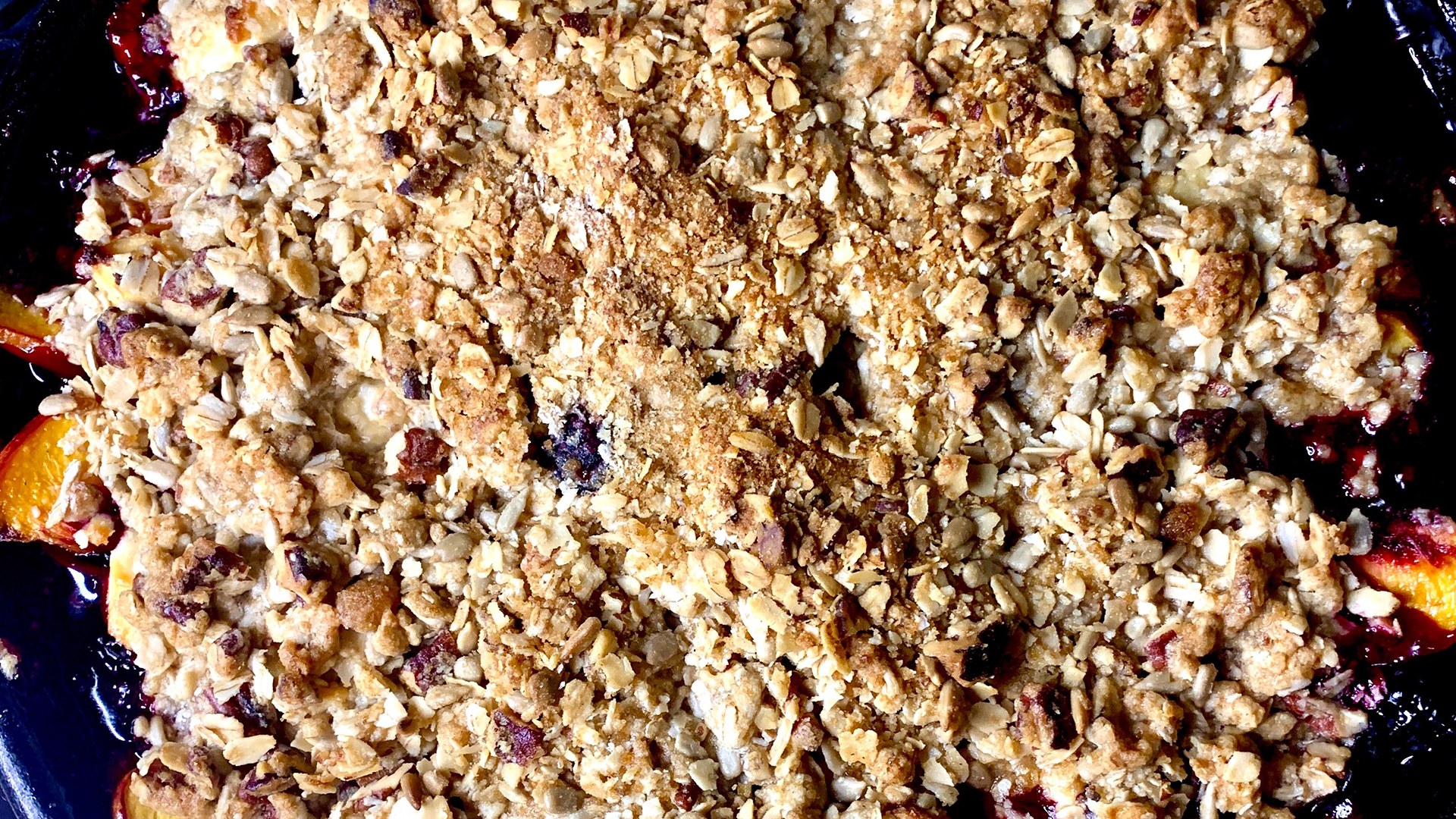 Blackberry, peach and goat cheese crumble