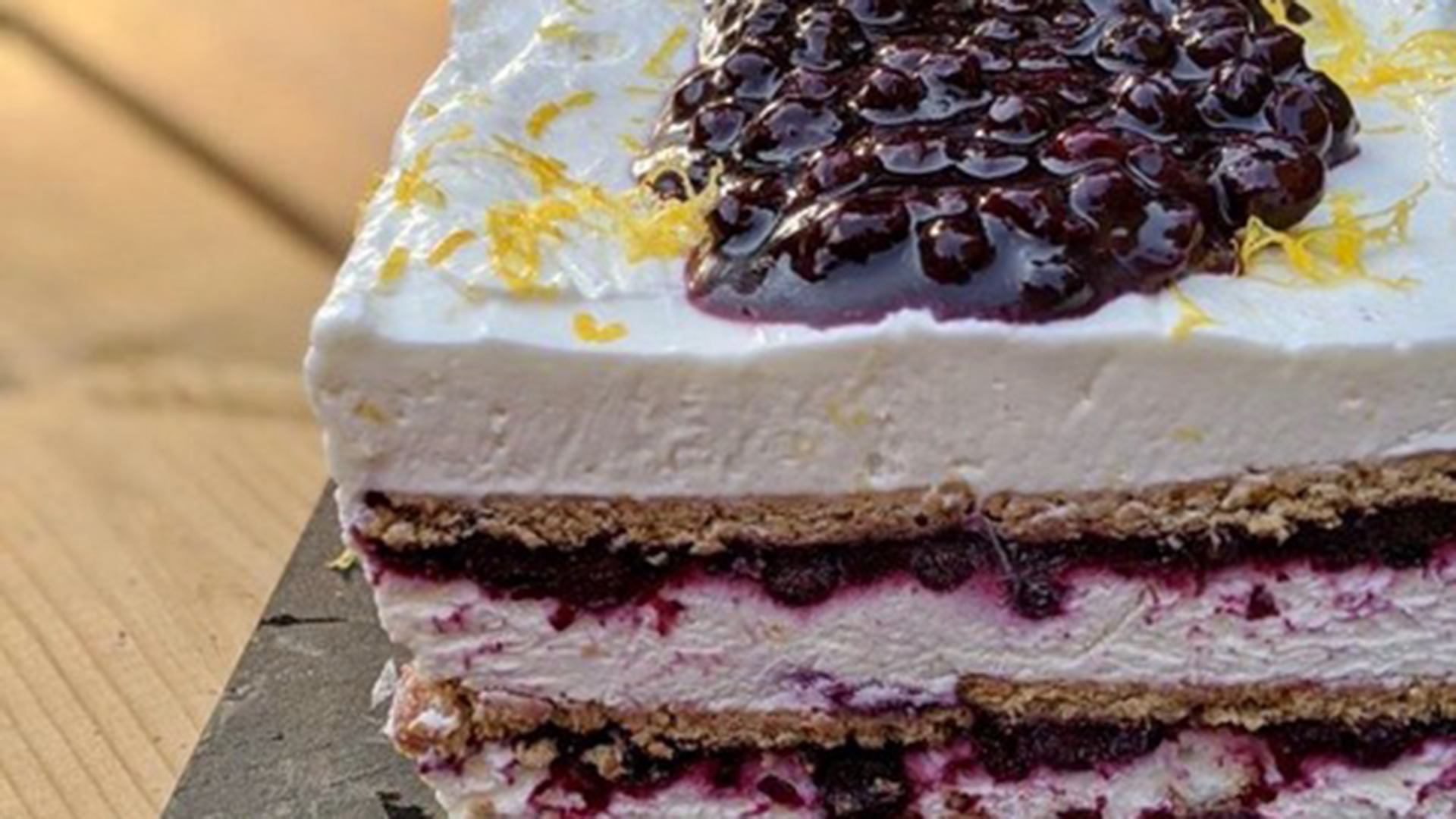 No-bake blueberry lemon “ice cream” cake