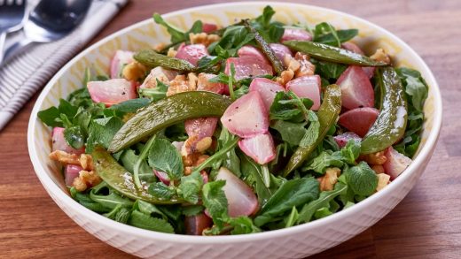 Roasted radish and snap pea salad