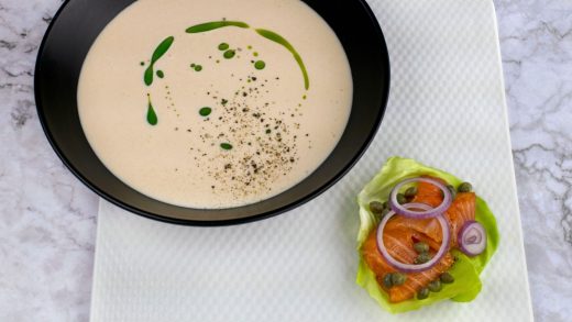 Chilled smoked salmon soup