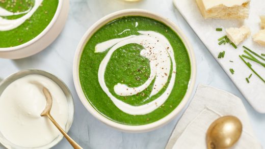 Great greens blender soup and crème fraiche