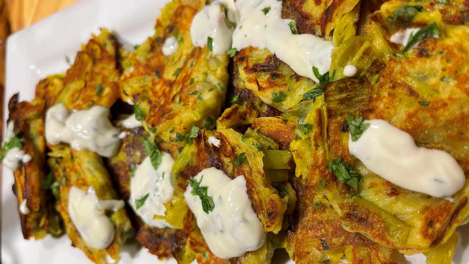 Leek and parsley fritters