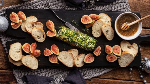 Herb and pistachio crusted goat cheese