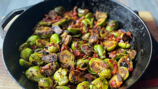 Caramelized brussels with tangy dill dressing