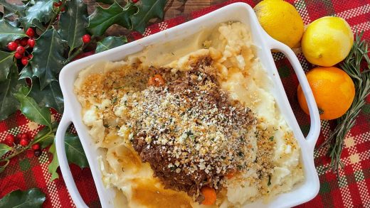 Holiday braised beef with citrus gremolata and mascarpone mashed potatoes