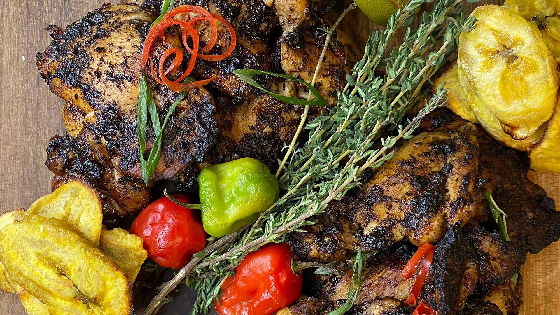 Air-fryer or oven baked jerk chicken thighs