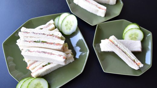 Cucumber smoked salmon sandwiches with herbed cream cheese