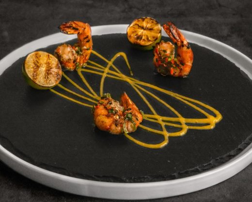 Grilled shrimp with scotch bonnet mango