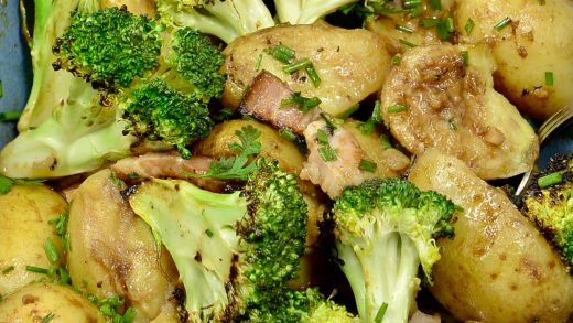 Grilled potato and broccoli salad