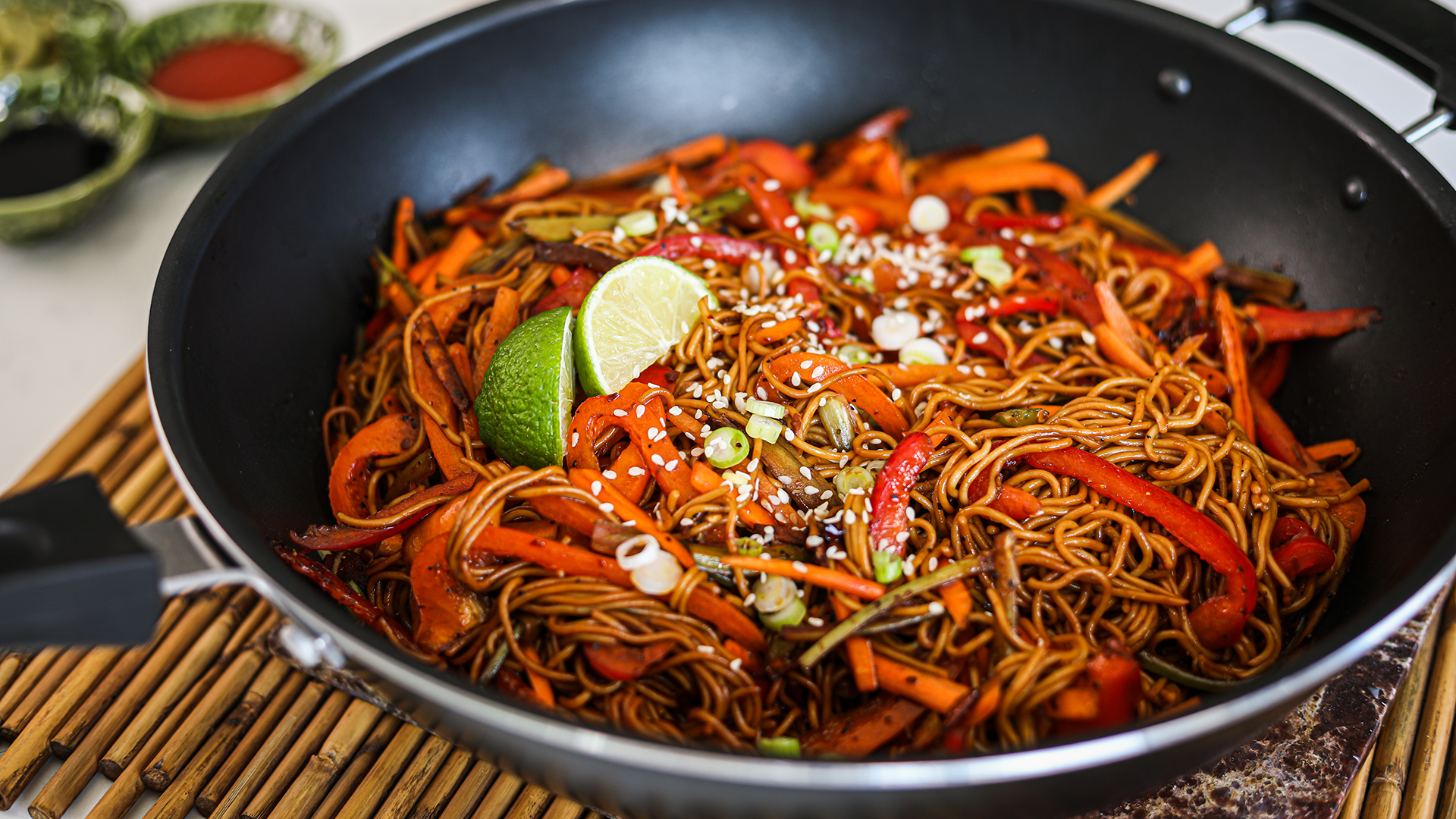 Spicy veg noodles in 20 minutes