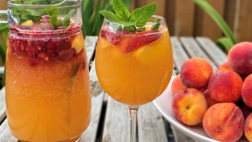 Prosecco peach and raspberry punch