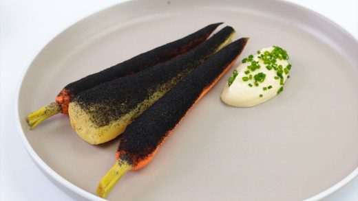 Carrots and parsnips with scallion ash﻿