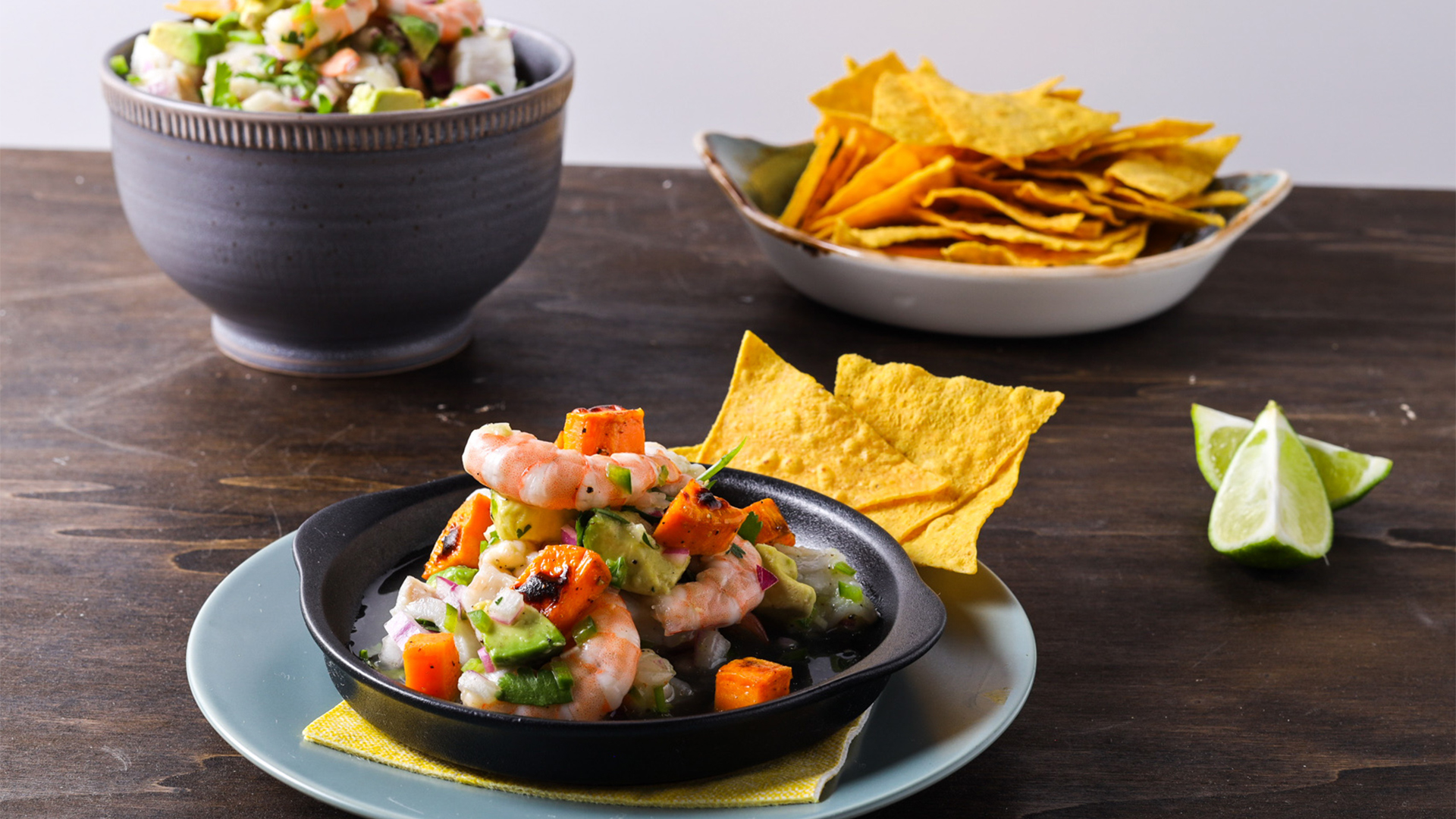 Ceviche with shrimp and sea bass