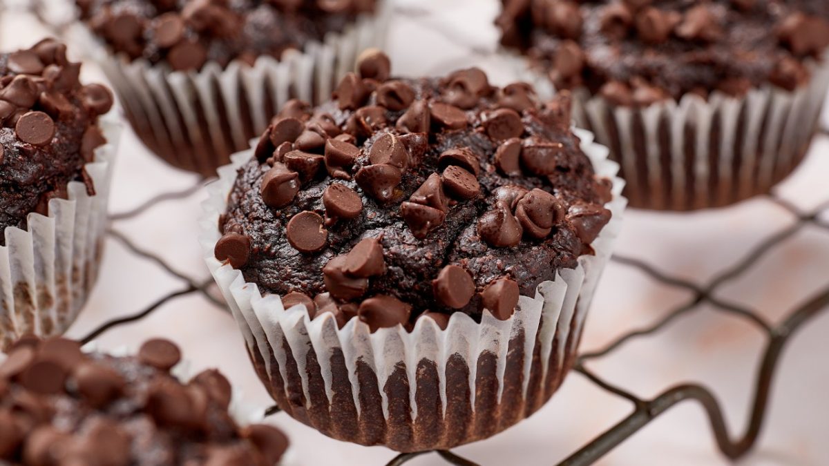 Double chocolate zucchini muffins