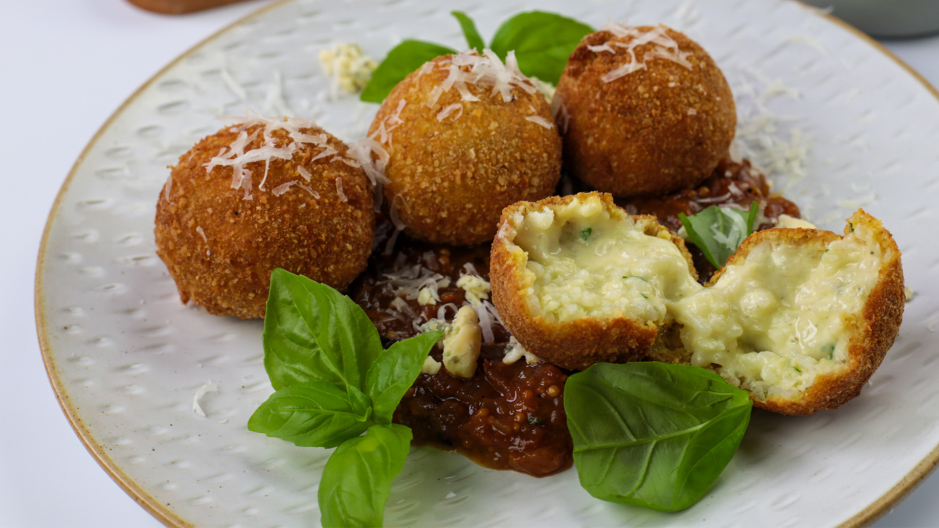 Arancini with gorgonzola and chive