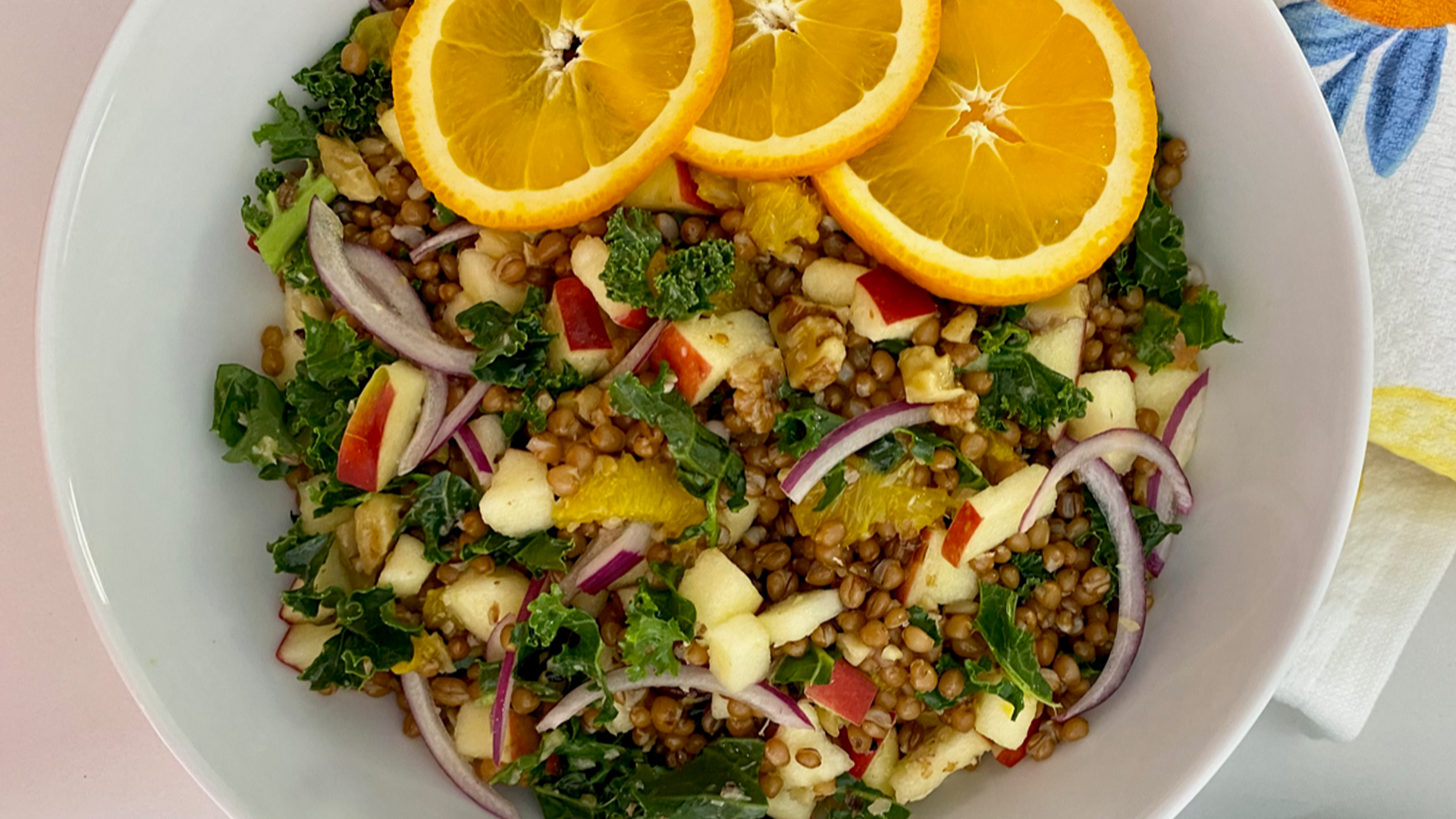 Wheat berry salad with citrus dressing