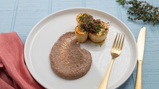 Brown butter parsnips with truffle and teff polenta