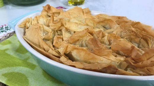 Assorted green phyllo pie