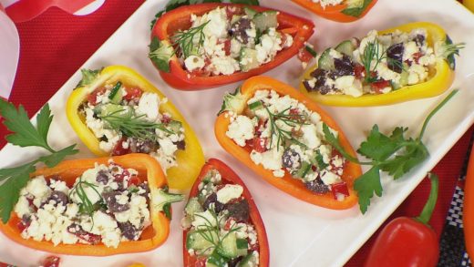 Greek salad stuffed mini peppers