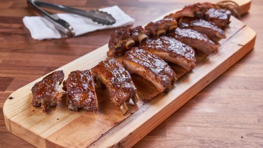 Pork ribs with apple butter bourbon sauce