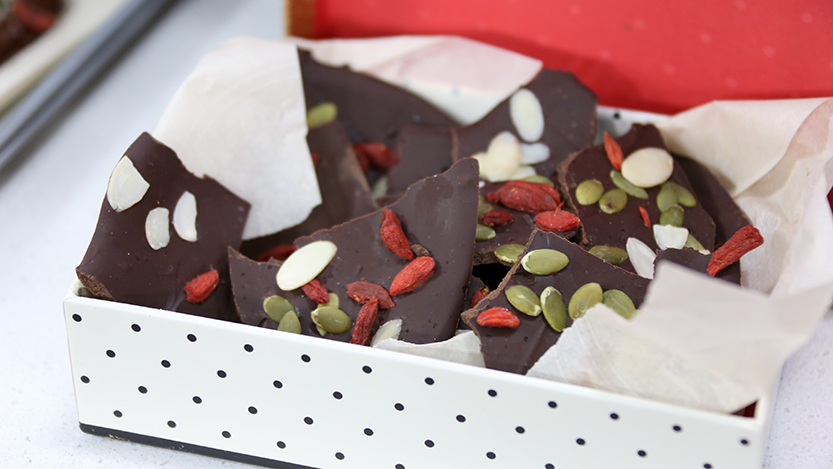 Slow cooker healthy holiday chocolate bark