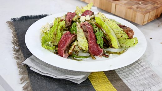 Warm beef salad with cashel blue cheese and asparagus