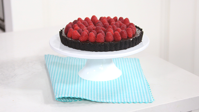 Decadent chocolate raspberry tart