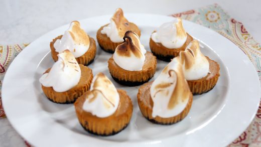 No-bake pumpkin chocolate meringue tarts