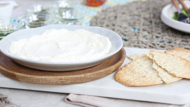 Labneh dip with calabrian chiles and fresh herbs