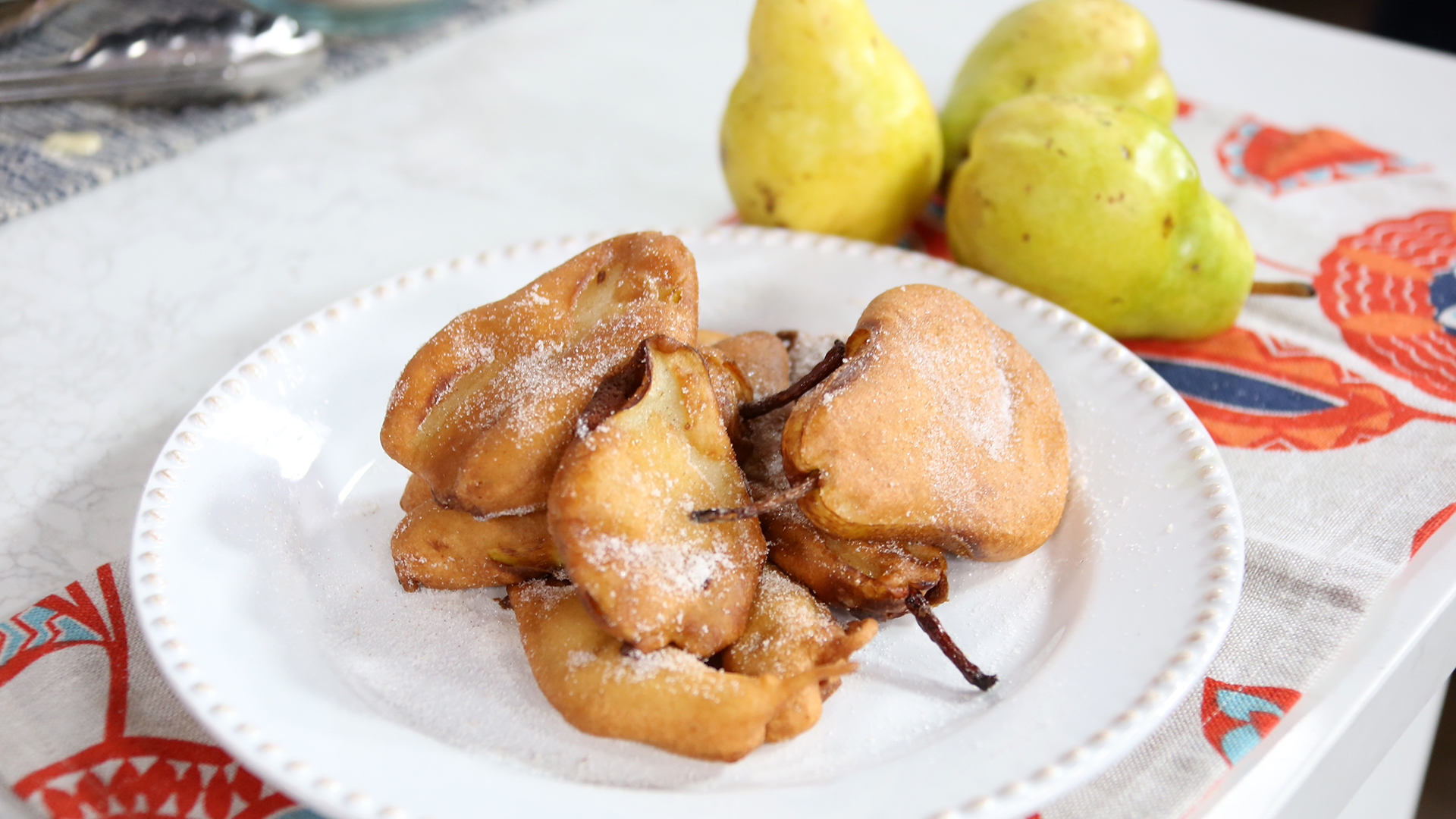 Pear fritters with cinnamon sugar