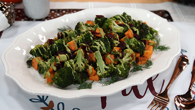 Roasted broccoli and sweet potato salad