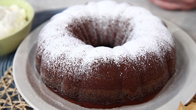 Molasses Bundt cake with maple whipped cream