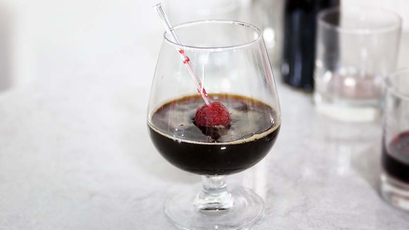 Cassis jelly cocktail with Kahlua espresso syrup